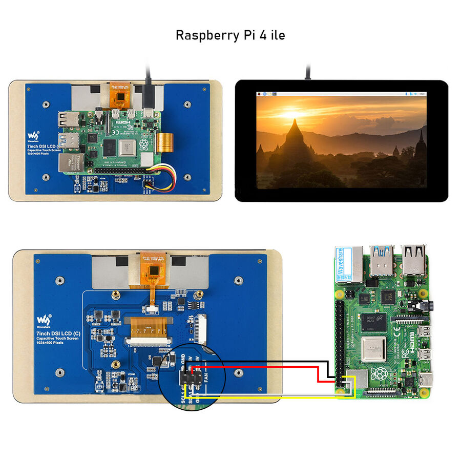 Raspberry Pi için 7 inç Kapasitif Dokunmatik IPS Ekran 1024×600