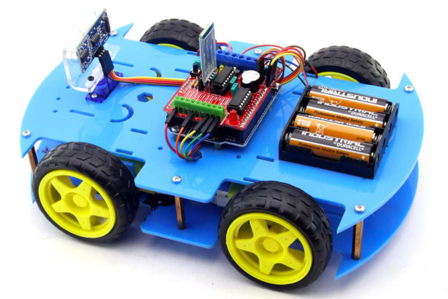 ROBOMOD Bluetooth Kontrollü Arduino Araba - Mavi (Montajı Yapılmış)
