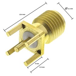 Sma 180C Female Connector Wide Foot (SA0N1T0G) - Thumbnail