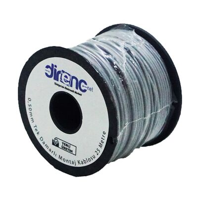 Tek Damarlı Montaj Kablosu 24awg 25 Metre Gri