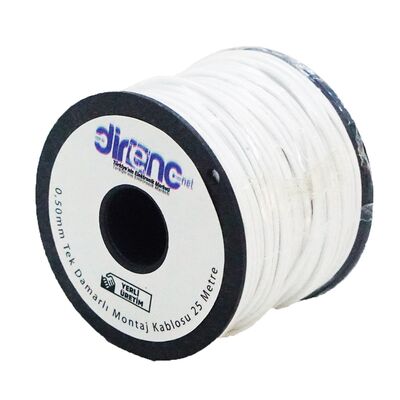 DirencNet - Tek Damarlı Montaj Kablosu 24AWG 25 Metre Beyaz