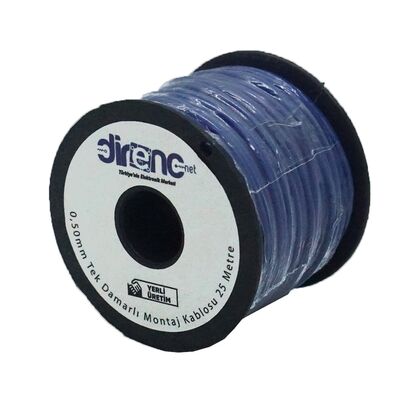 DirencNet - Tek Damarlı Montaj Kablosu 24AWG 25 Metre Mavi