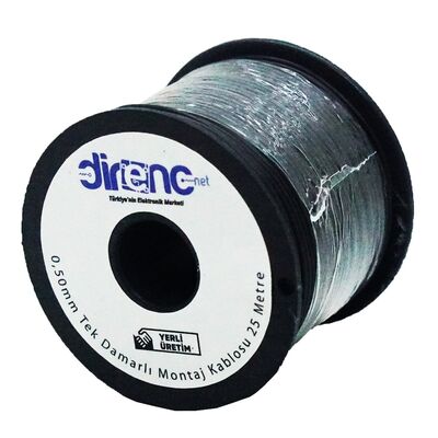 DirencNet - Tek Damarlı Montaj Kablosu 24AWG 25 Metre Siyah