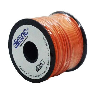 DirencNet - Tek Damarlı Montaj Kablosu 24AWG 25 Metre Turuncu