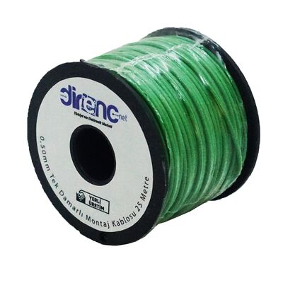 Tek Damarlı Montaj Kablosu 24AWG 25 Metre Yeşil