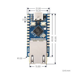 Waveshare RP2350-ETH Mini Geliştirme Kartı (Ethernet, RP2350) - Thumbnail