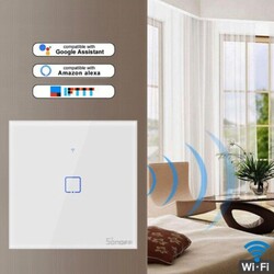 Sonoff T0EU1C 1 Kanallı WiFi / Duvar Tipi RF Akıllı Dokunmatik Işık Anahtarı - Thumbnail